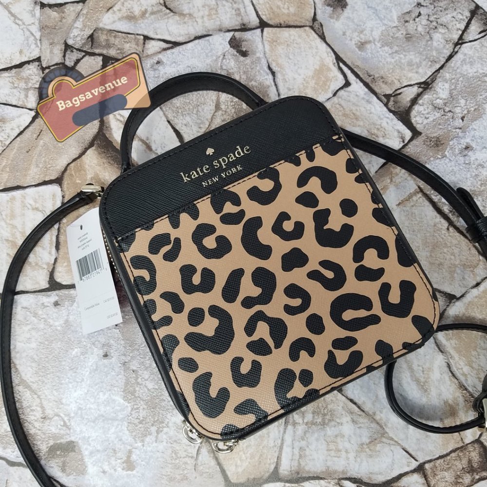 DAISY GRAPHIC LEOPARD VANITY CROSSBODY BAG WKR00646 NWT $249 BLACK KATE SPADE